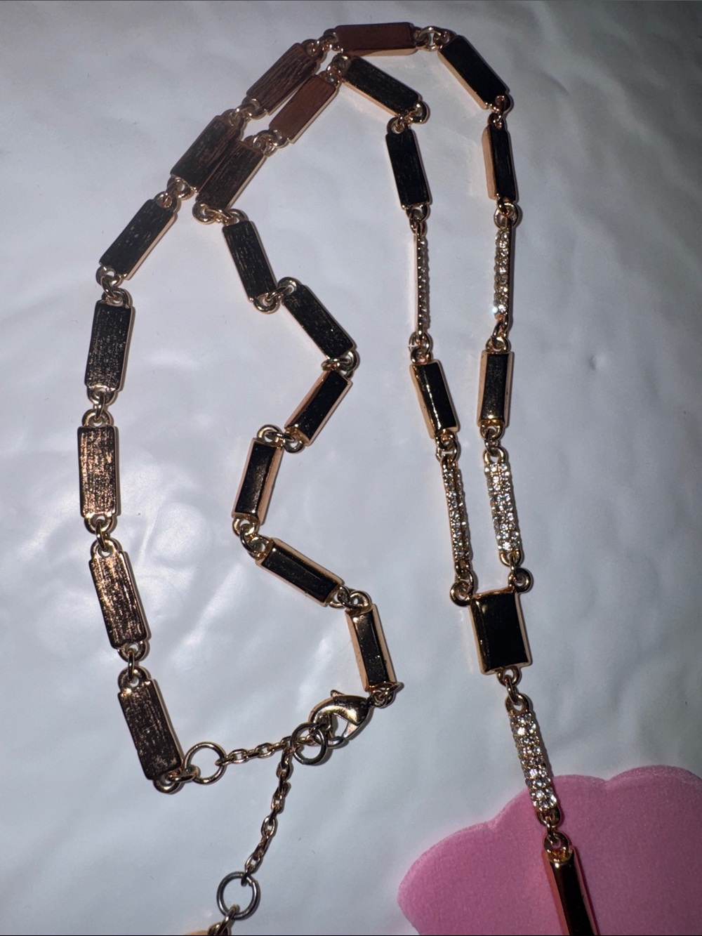 Gold-Tone Necklace with Black Enamel Accents - Elegant Women's Pendant - Picture 4 of 7